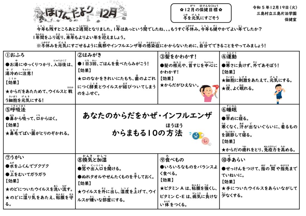 令和５年度１２月号　保健だより